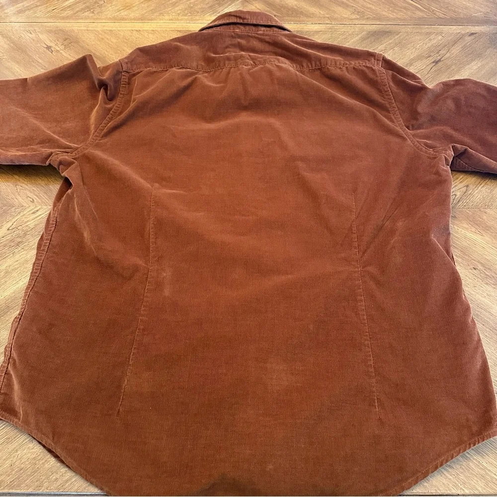 Banana Republic Pearl Snap Brown Corduroy Shirt, Size XL, Western Casual Cotton